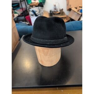Vtg. MALLORY "Torino Quality" Fedora Hat - Black  7 1/2